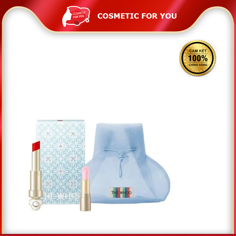 Bộ Son Dưỡng Môi Đông Y The Whoo Ess Lip Glow Balm (39 Mauve Brown #Màu Đỏ Đất + Mini 01 Blush #Màu Hồng Nhạt)