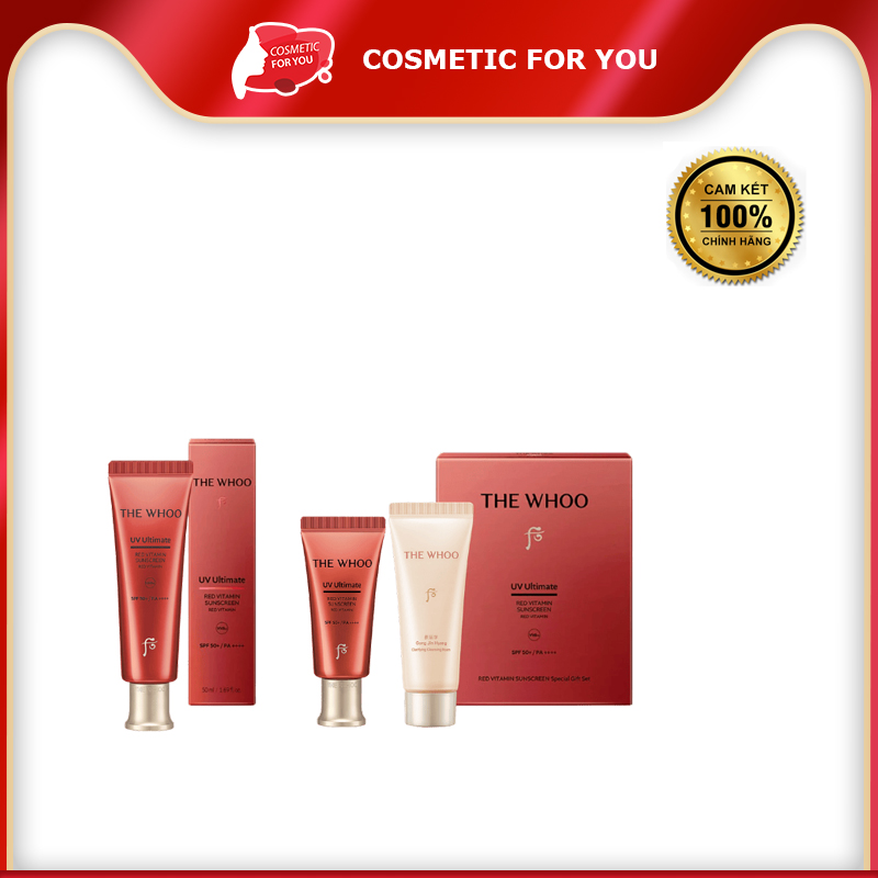 Set Kem Chống Nắng Whoo Đỏ The Whoo UV Ultimate Red Vitamin Sunscreen SPF50+/PA++++