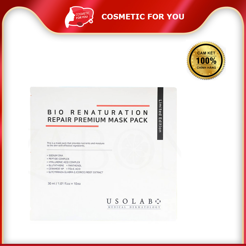 Mặt nạ phục hồi Usolab Bio Renaturation Repair Premium Mask Pack 30ml (Hộp 10 Miếng)