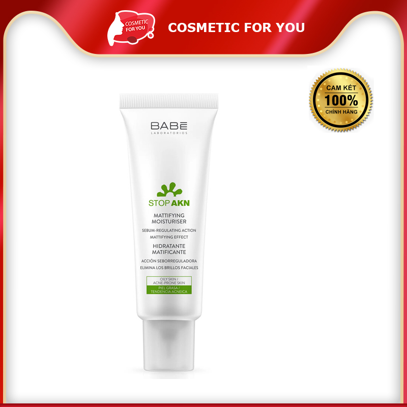 Kem Dưỡng Cho Da Dầu Mụn Babe Laboratorios Stop AKN Mattifying Moisturiser 50ml