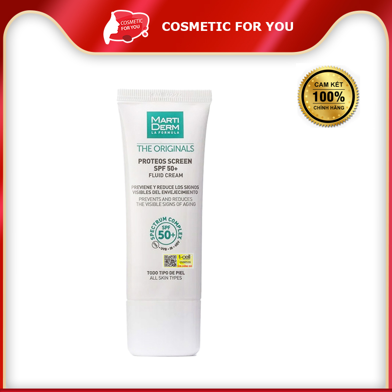 Kem Chống Nắng Phổ Rộng Bảo Vệ Toàn Diện MartiDerm The Originals Proteos Screen SPF50+ Fluid Cream 40ml