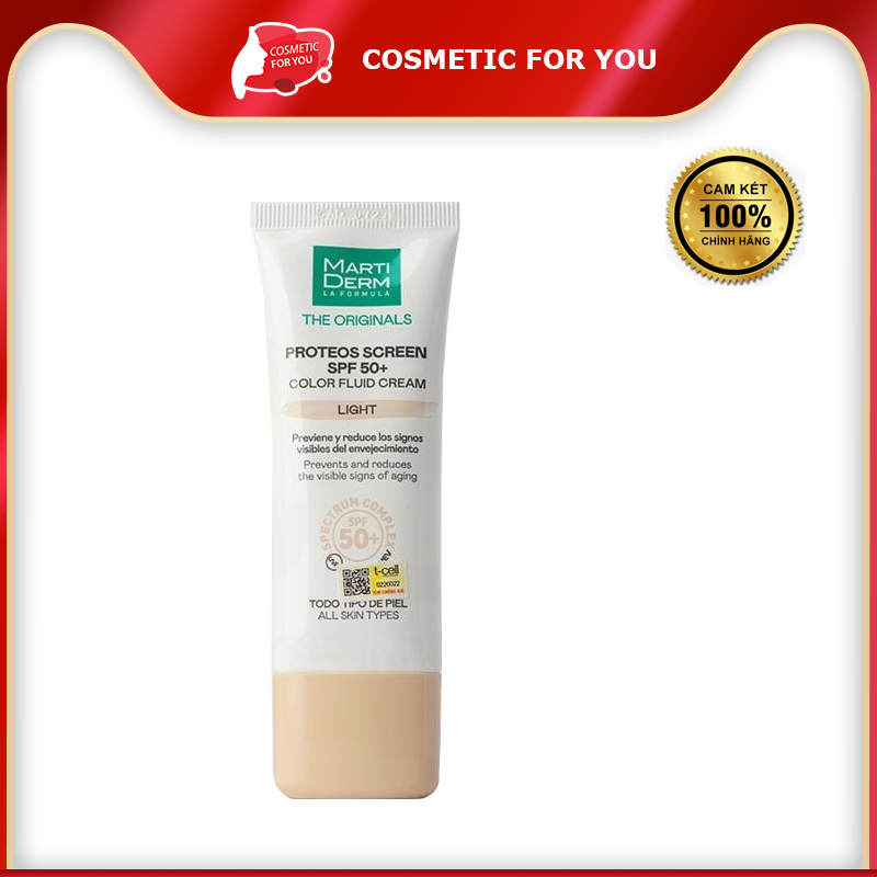 Kem Chống Nắng Làm Đều Màu Da MartiDerm The Originals Proteos Screen SPF50+ Color Fluid Cream (Light) 40ml