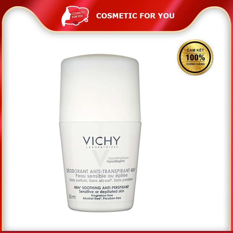 Lăn Khử Mùi Khô Thoáng Vùng Da Dưới Cánh Tay 48H Vichy Deodorant Anti-Transpirant 48H 50ml