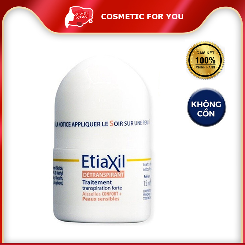 Lăn Khử Mùi EtiaXil Nhãn Nâu Cho Da Siêu Nhạy Cảm EtiaXil Detranspirant Traitement Roll-On Peaux Sensibles Confort 15ml