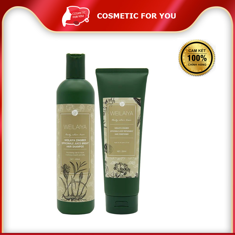Cặp Dầu Gội & Xả Gừng Hà Thủ Ô Dành Cho Tóc Khô Weilaiya Zingiber Officinale Juice (Gội 400ml, Xả 250ml)
