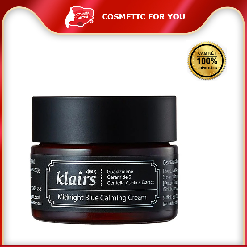 Kem Dưỡng Ẩm Làm Dịu & Phục Hồi Da Ban Đêm Klairs Midnight Blue Calming Cream 30ml