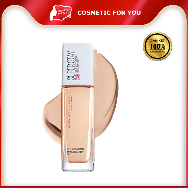 Kem Nền Maybelline Lâu Trôi Superstay Long Lasting Full Coverage Foundation 30ml #112 Natural Ivory - Tông Da Sáng
