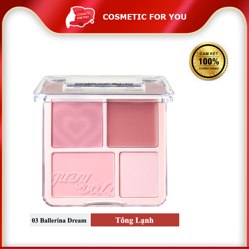 Phấn Má Hồng & Bắt Sáng 4 Màu Judydoll Blush & Highlight Palette 9g #03 Ballerina Dream: Tông Lạnh