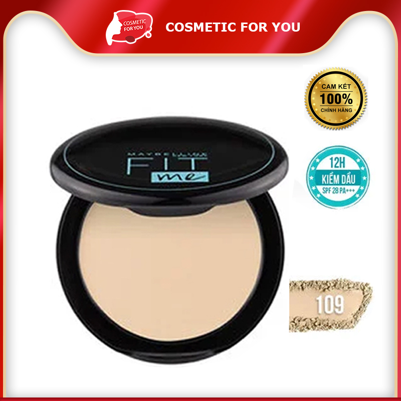 Phấn Nền Maybelline Mịn Nhẹ Kiềm Dầu Chống Nắng Fit Me Matte Poreless Compact Powder SPF28 PA +++ 6g #109 Light Ivory