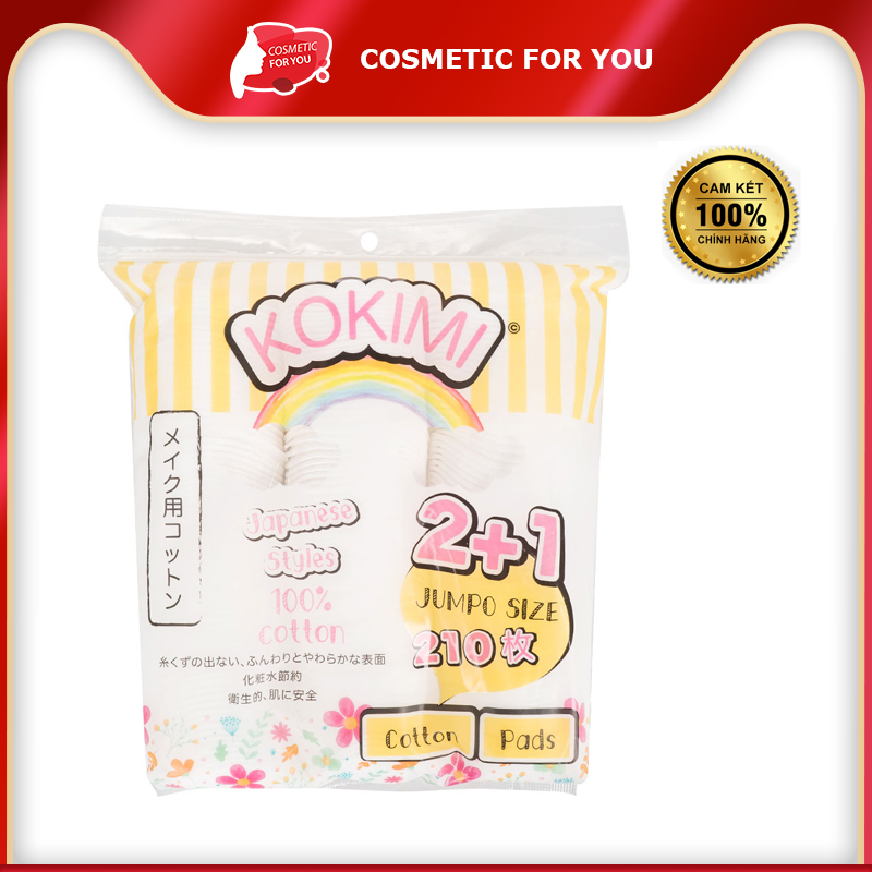 Bông Tẩy Trang Bông Tròn Mihoo Kokimi Cotton Pads Jumpo Size 2+1 Túi 210 Miếng