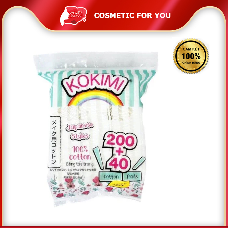 Bông Tẩy Trang Bông Vuông Mihoo Kokimi Cotton Pads Jumpo Size Túi 240 Miếng