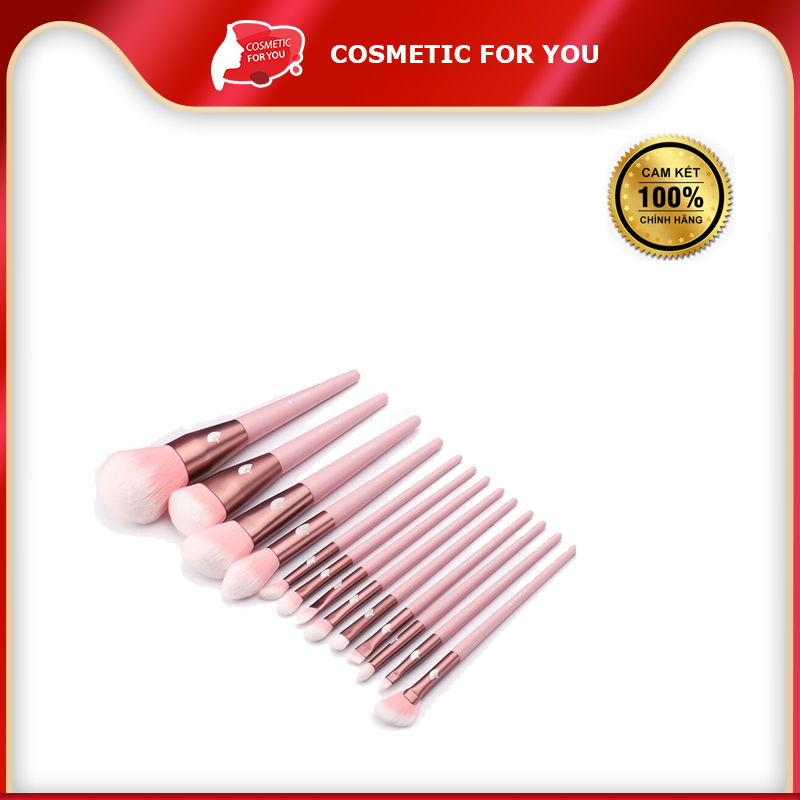 Bộ Cọ Trang Điểm Siêu Mịn Hồng 13 Cây Fix