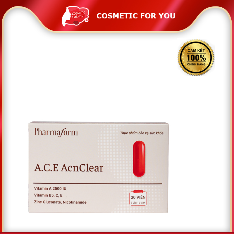 Viên Uống Giảm Mụn Pharmaform  A.C.E AcnClear 30 viên